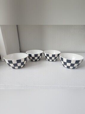 Bella Lux Black and White Checker Melamine Dip Bowls - Set of 4